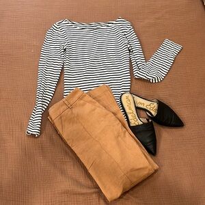 Ankle/Skimmer Linen Blend Trouser Pant